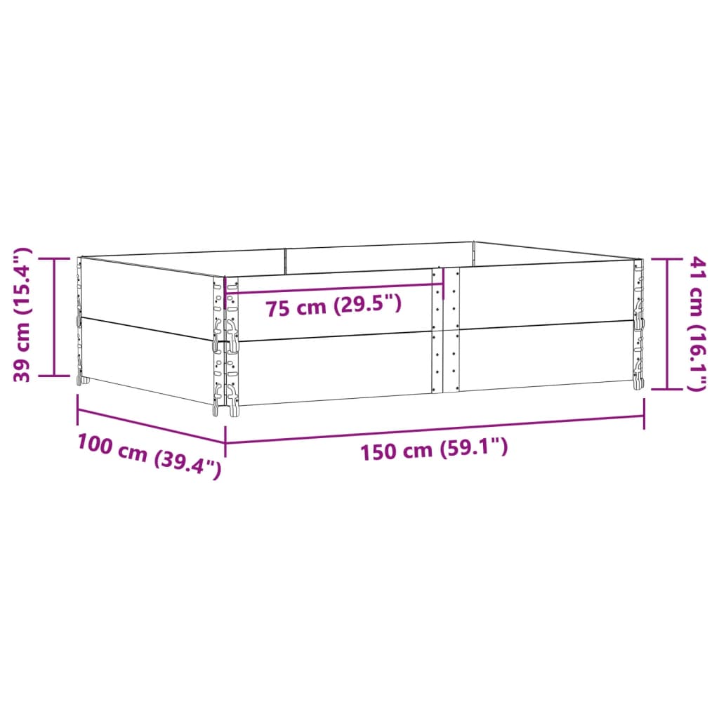 Vrtno korito črno 150x100 cm trdna borovina