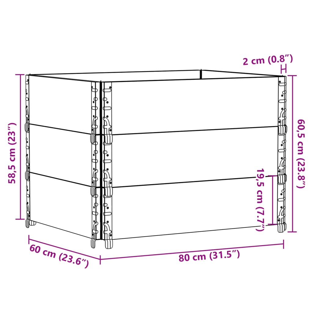 Vrtno korito rjavo 80x60 cm trdna borovina