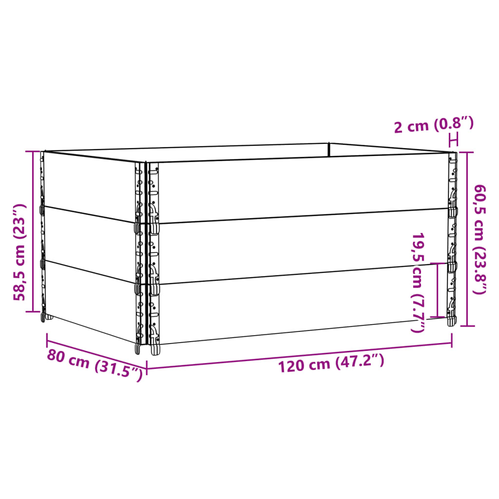 Vrtno korito sivo 120x80 cm trdna borovina