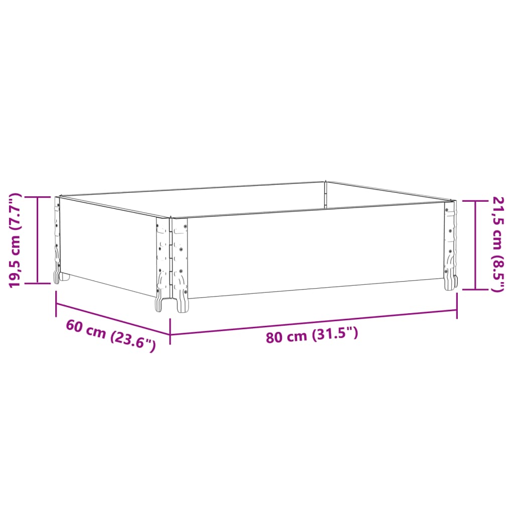 Vrtno korito rjavo 80x60 cm trdna borovina