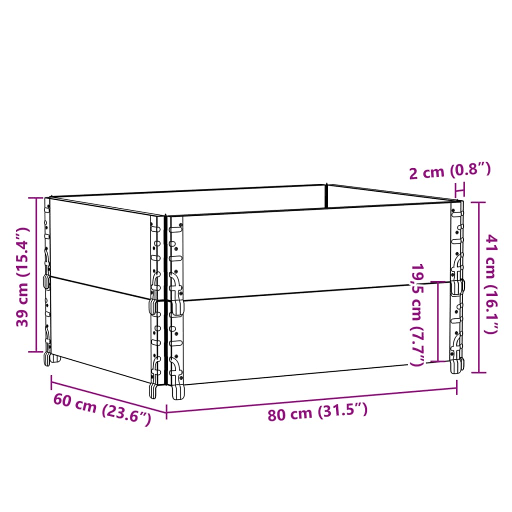 Vrtno korito sivo 80x60 cm trdna borovina