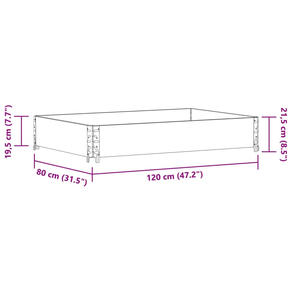 Vrtno korito sivo 120x80 cm trdna borovina