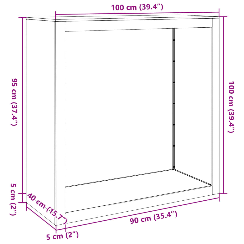 Stojalo za drva belo 100x40x100 cm jeklo