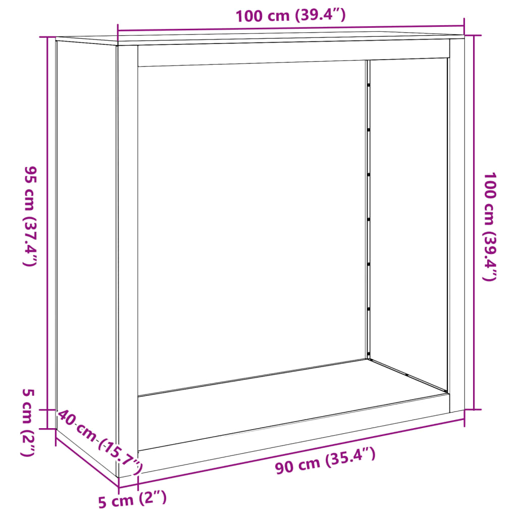 Stojalo za drva antracitno 100x40x100 cm jeklo