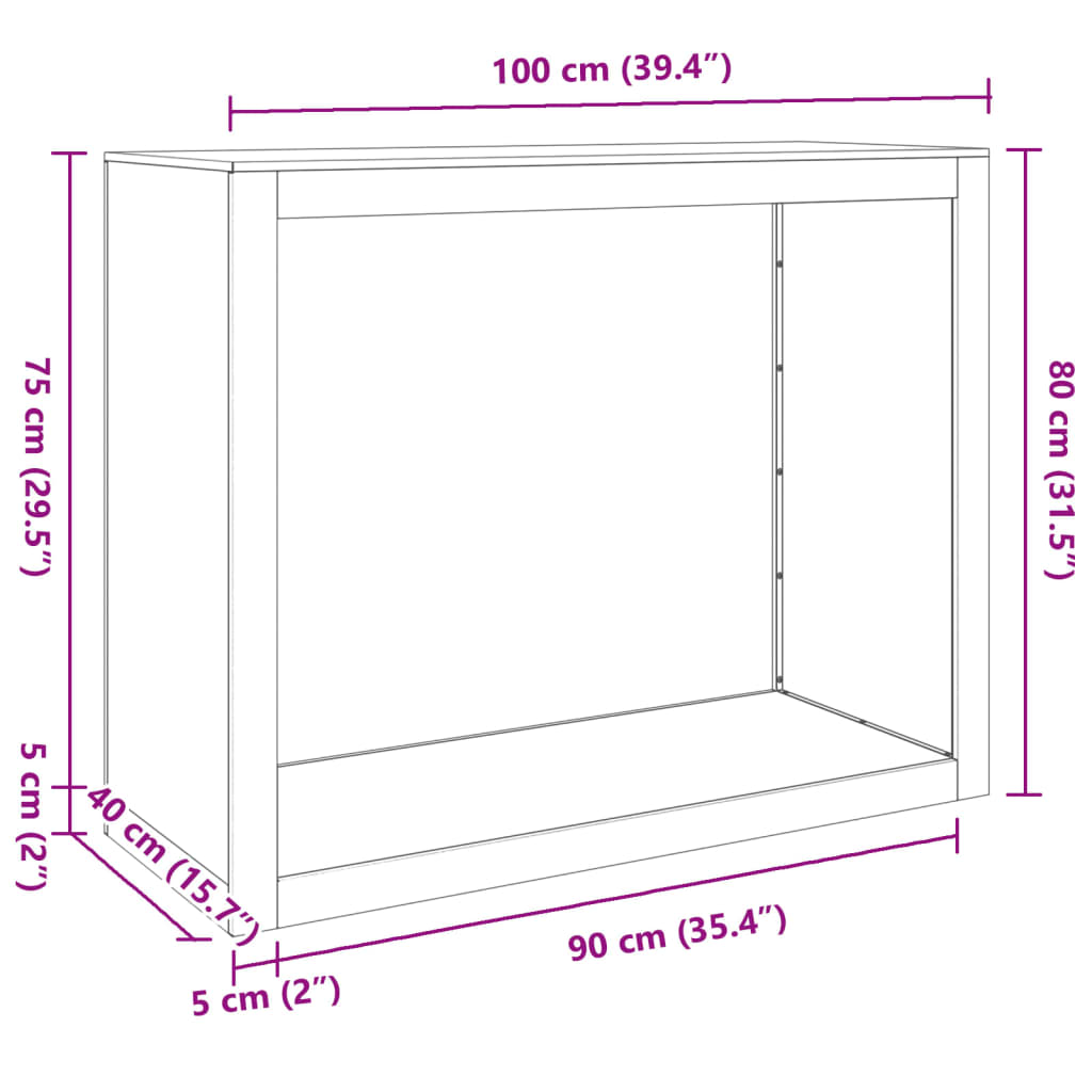 Stojalo za drva belo 100x40x80 cm jeklo