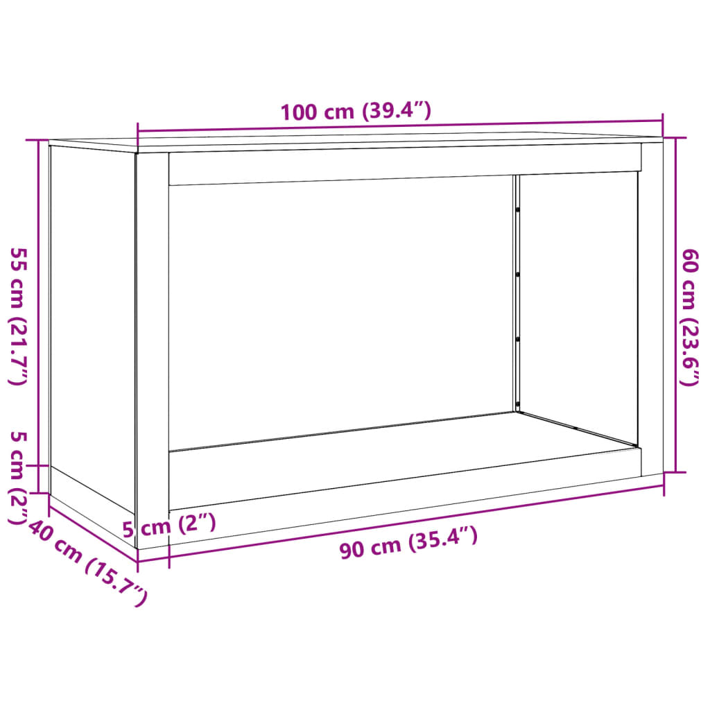 Stojalo za drva belo 100x40x60 cm jeklo