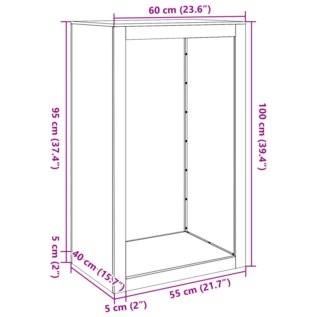 Stojalo za drva antracitno 60x40x100 cm jeklo