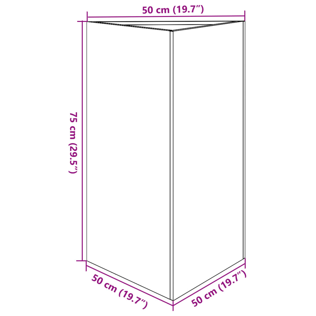 Vrtno korito antracit trikotnik 50x43x75 cm jeklo