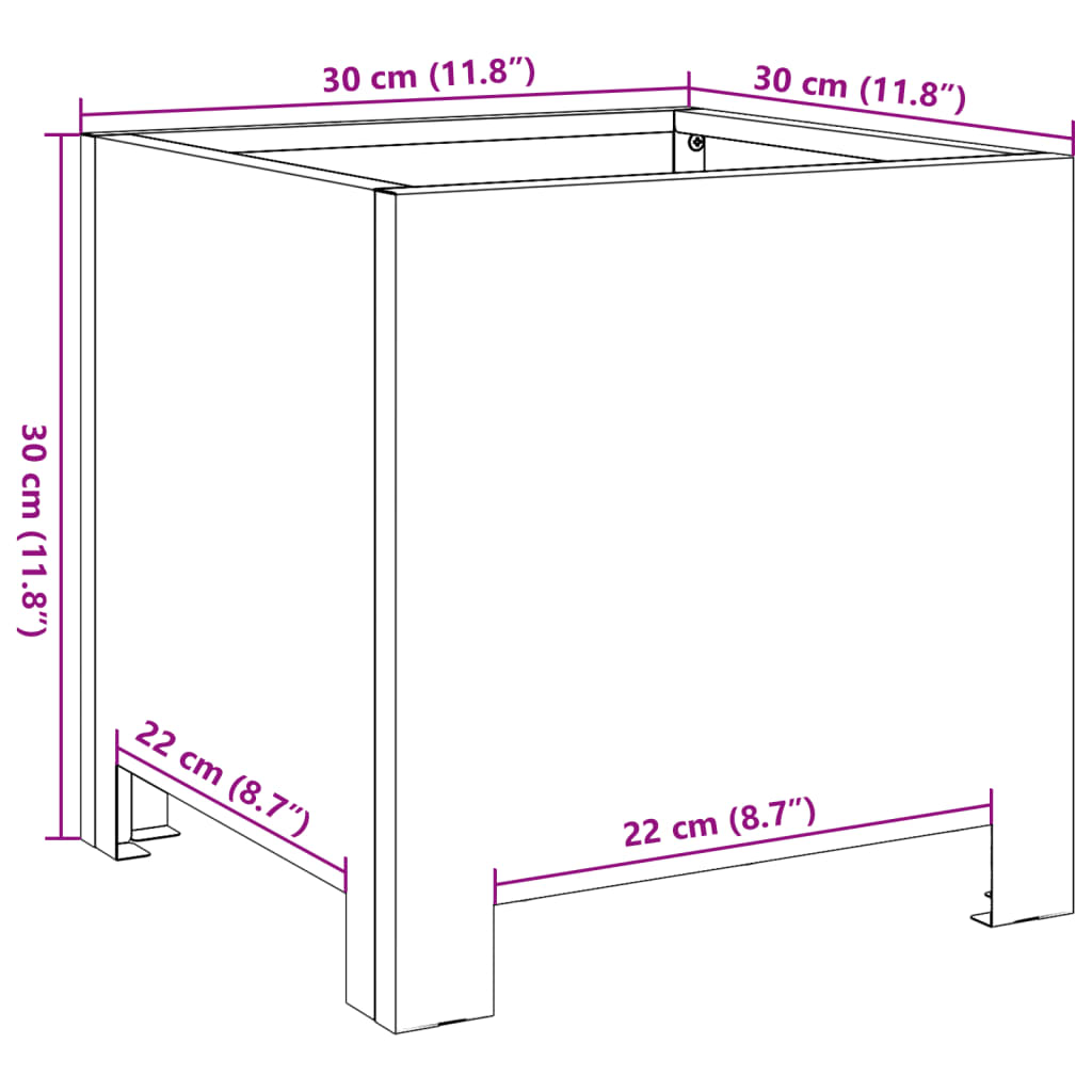 Vrtno korito olivno zelena 30x30x30 cm jeklo