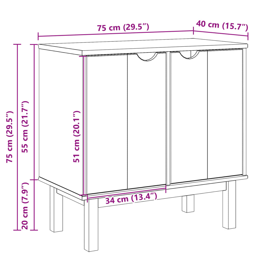 Omarica za predsobo OTTA 75x40x75 cm trdna borovina