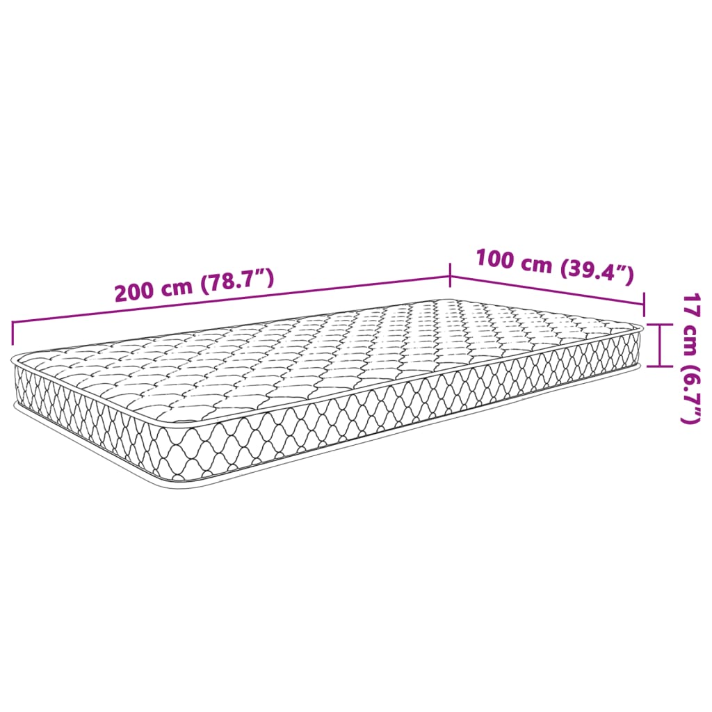 Vzmetnica s spominsko peno bela 100x200x17 cm