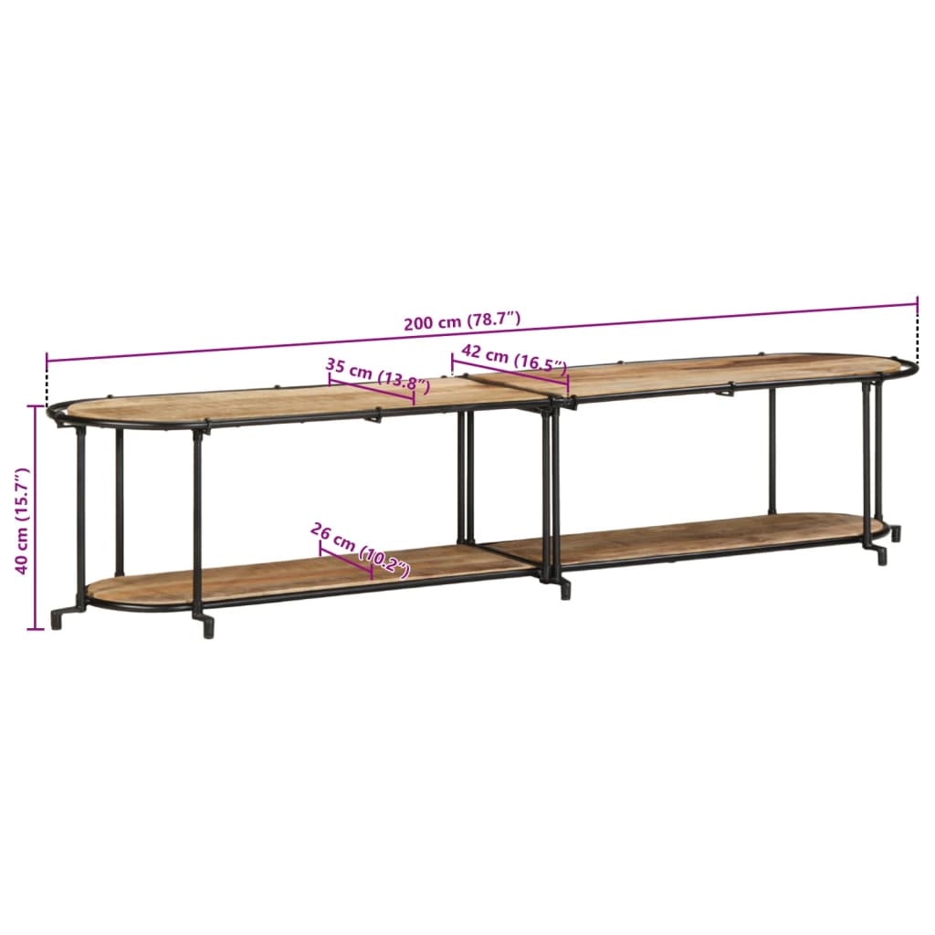 TV omarica 200x42x40 cm trden robusten mangov les