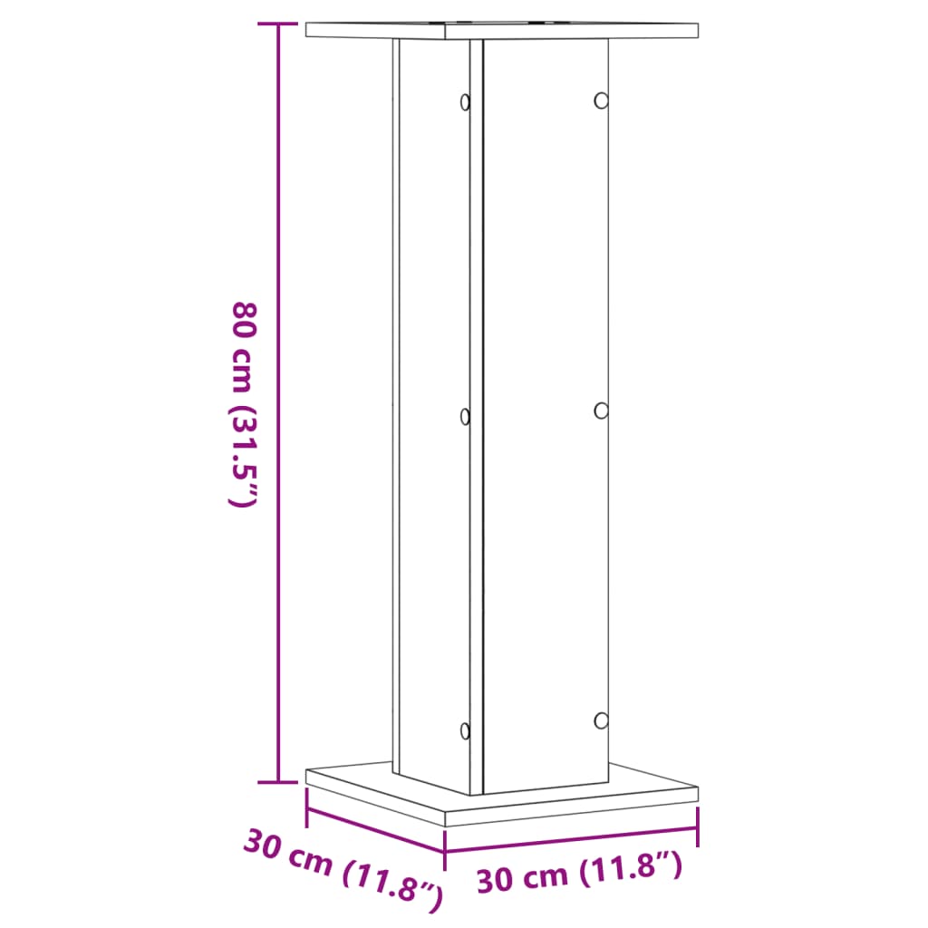 Stojalo za zvočnike 2 kosa betonsko sivo 30x30x80 cm inž. les