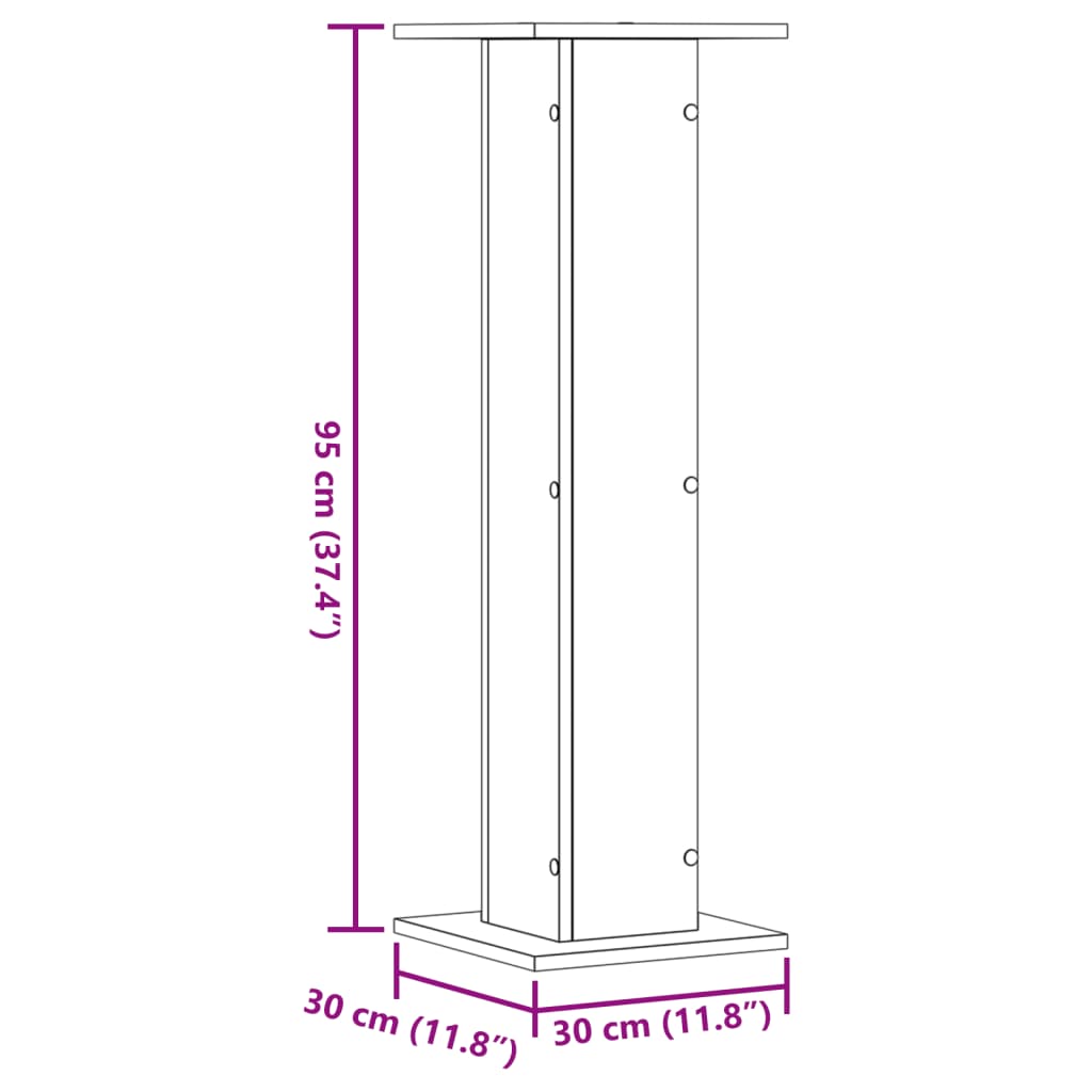 Stojalo za zvočnike 2 kosa betonsko sivo 30x30x95 cm inž. les