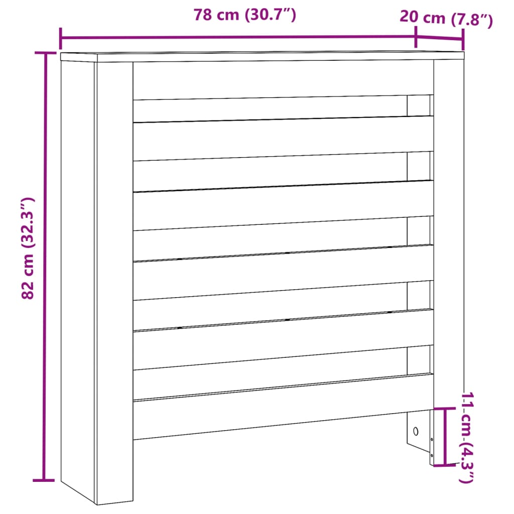 Pokrov za radiator bel 78x20x82 cm inženirski les