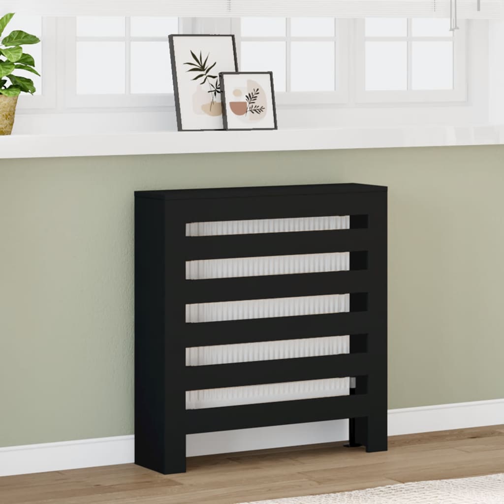 Pokrov za radiator črn 78x20x82 cm inženirski les