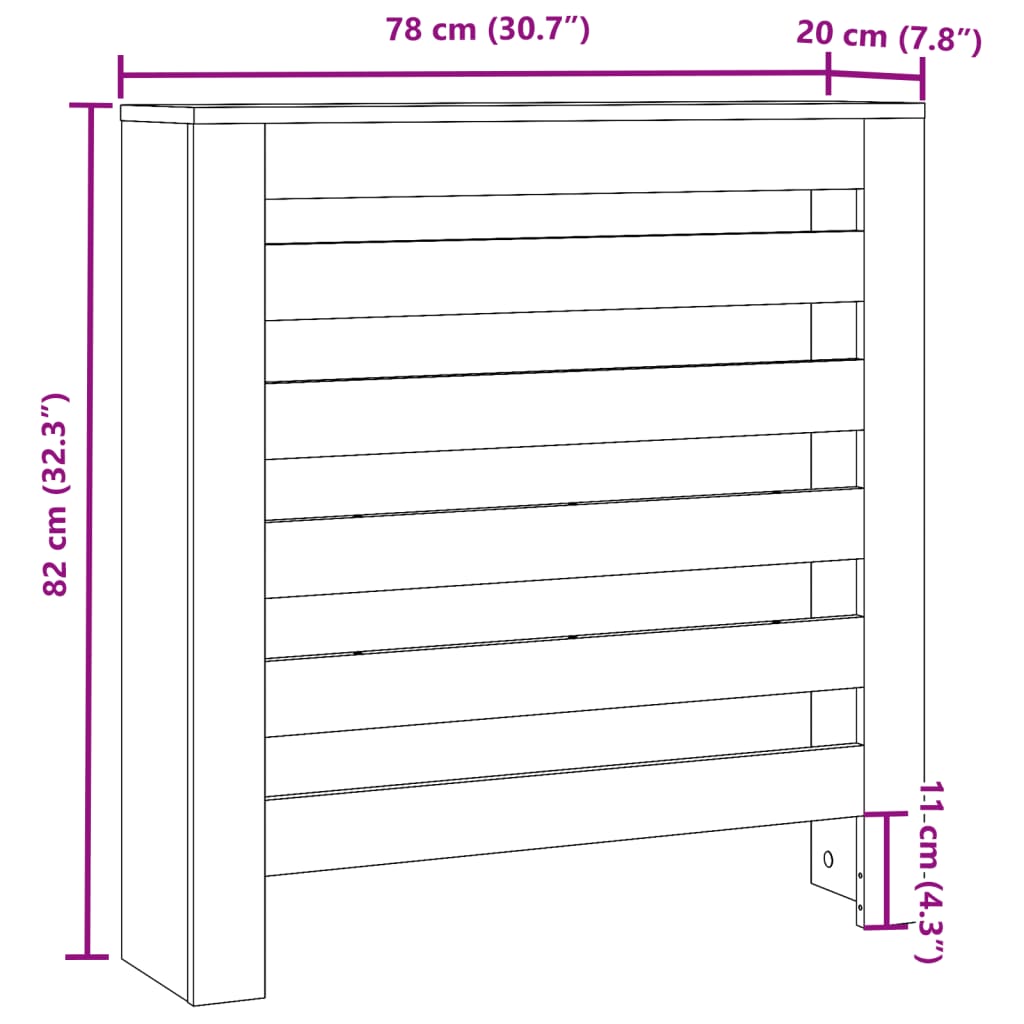 Pokrov za radiator betonsko siv 78x20x82 cm inženirski les