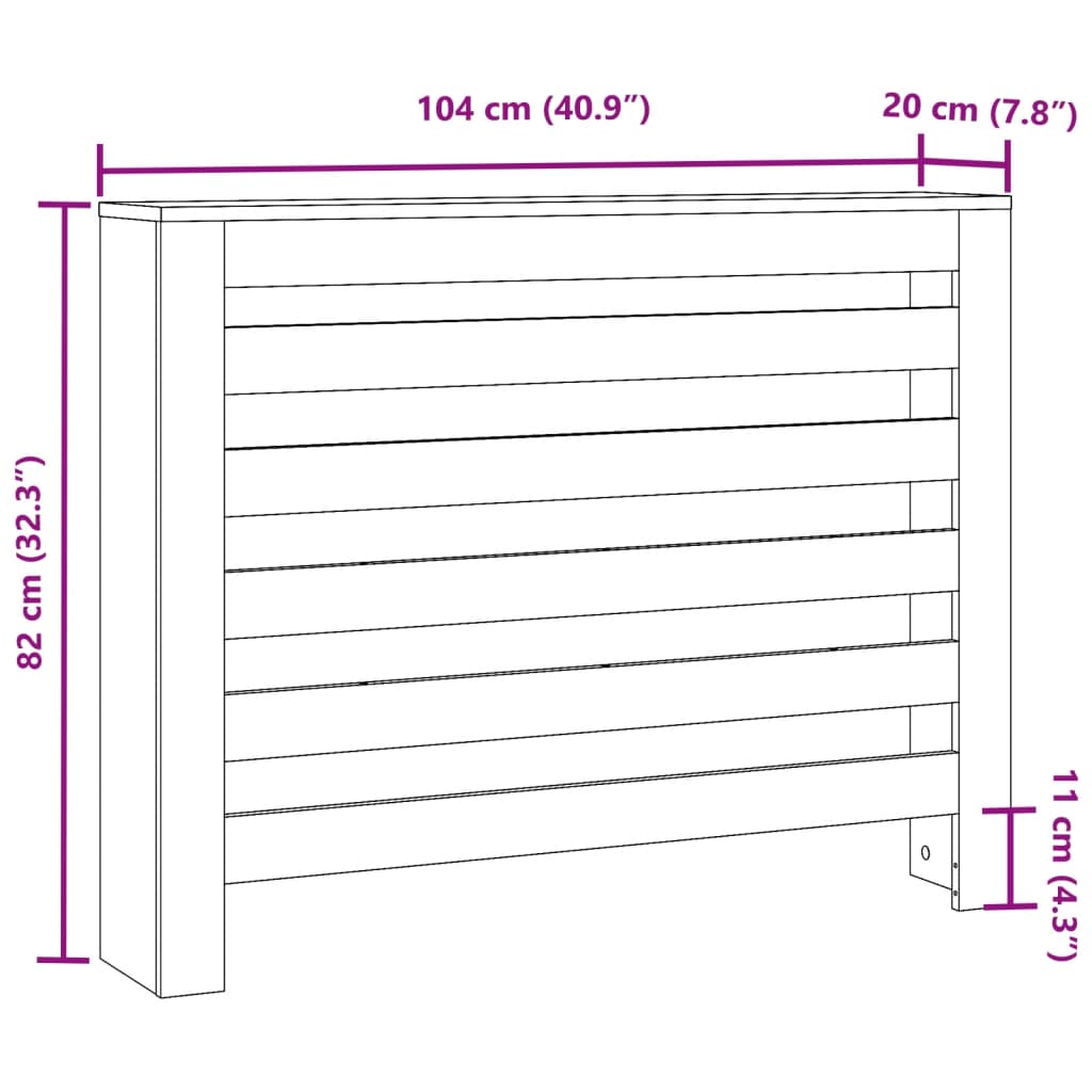 Pokrov za radiator sonoma hrast 104x20x82 cm inženirski les