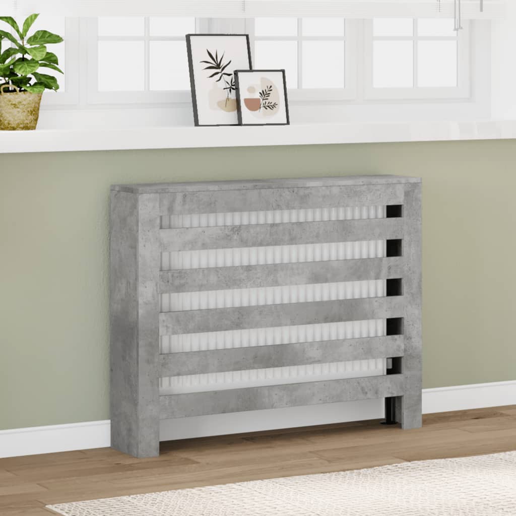 Pokrov za radiator betonsko siv 104x20x82 cm inženirski les