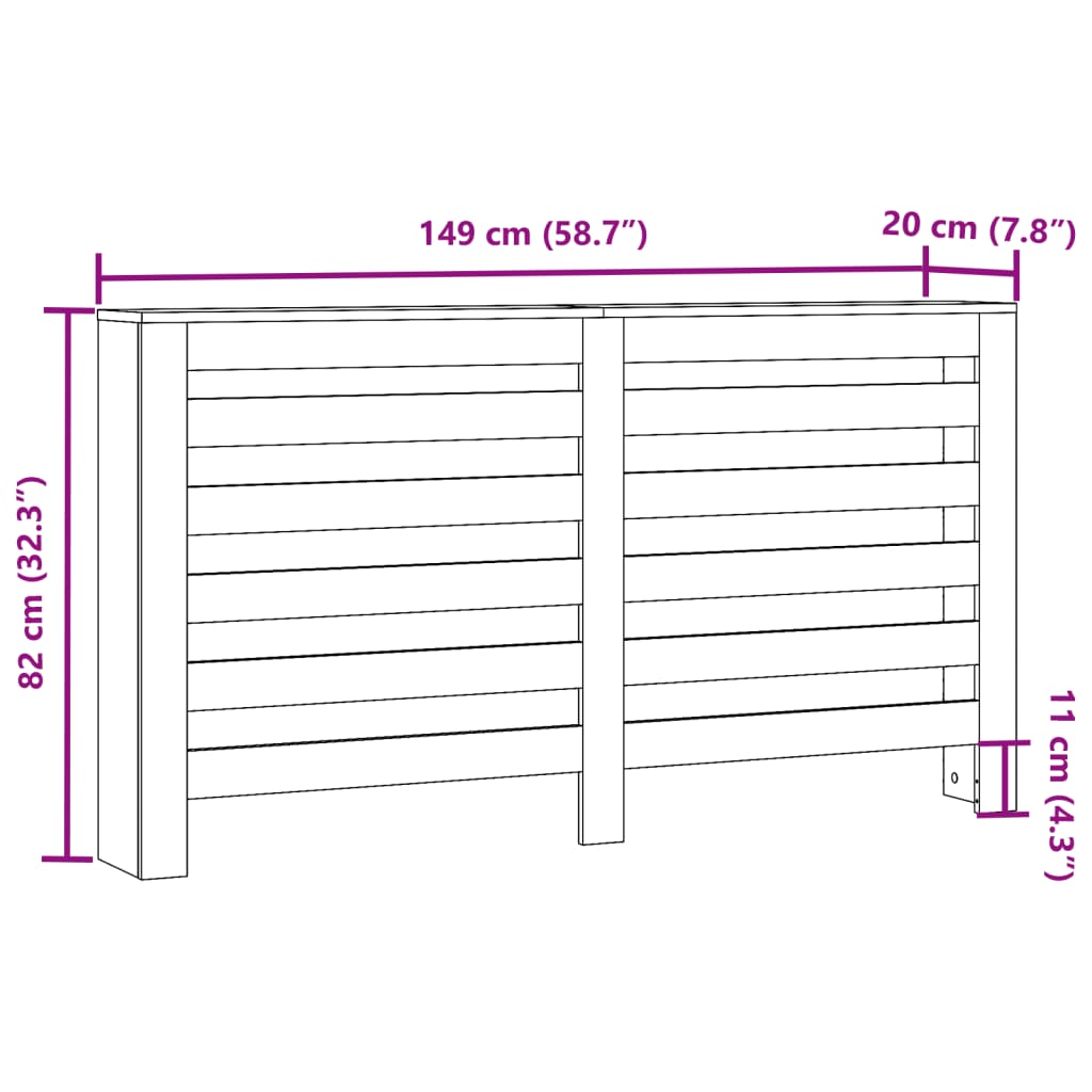 Pokrov za radiator bel 149x20x82 cm inženirski les