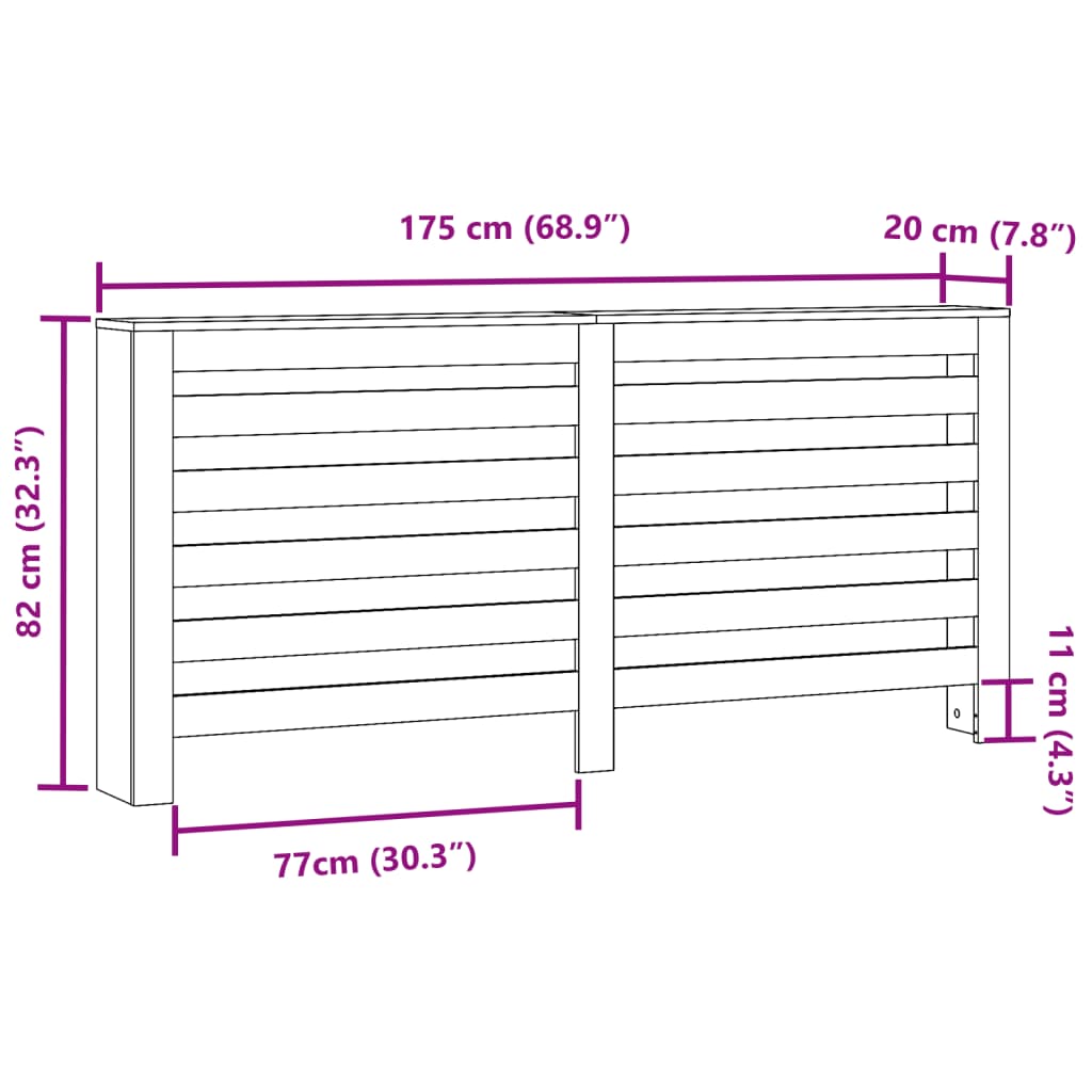 Pokrov za radiator bel 175x20x82 cm inženirski les