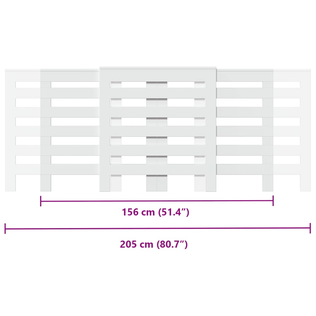 Pokrov za radiator bel 205x21,5x83,5 cm inženirski les