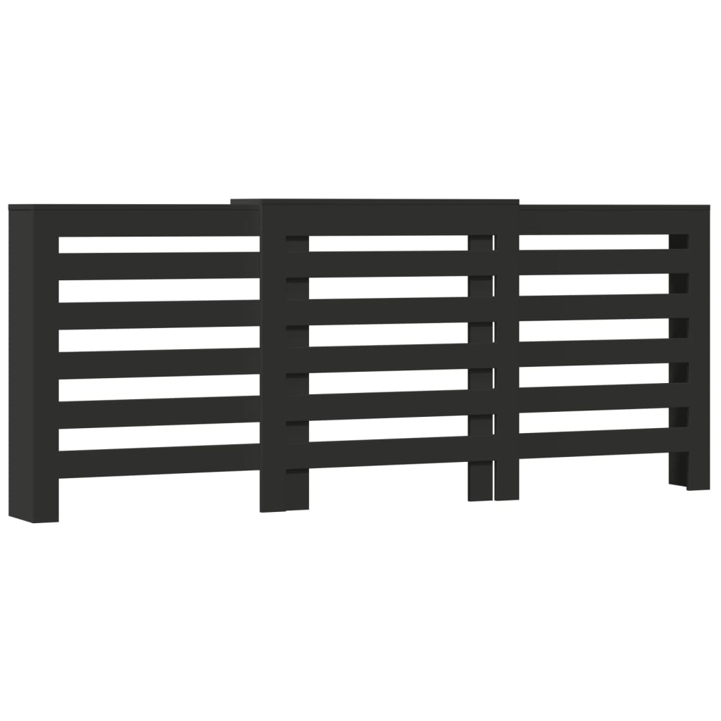 Pokrov za radiator črn 205x21,5x83,5 cm inženirski les