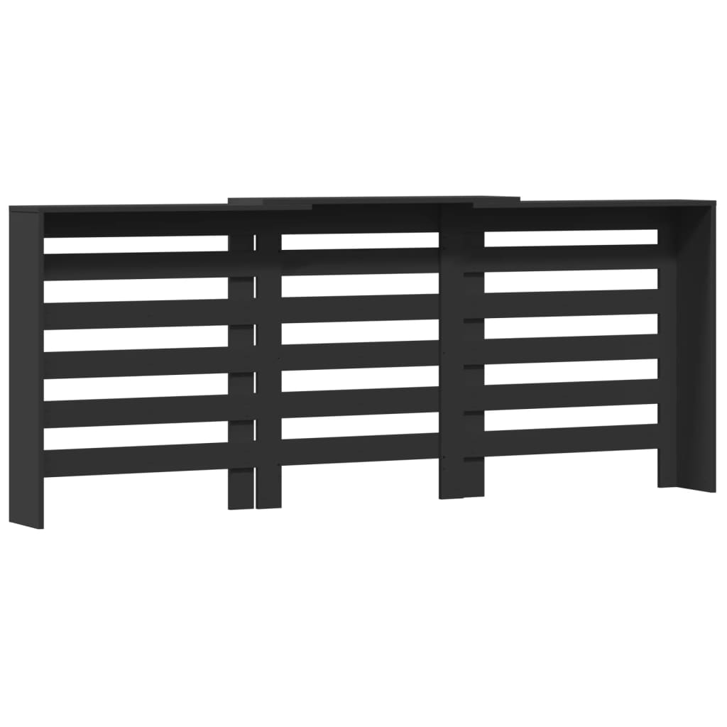 Pokrov za radiator črn 205x21,5x83,5 cm inženirski les