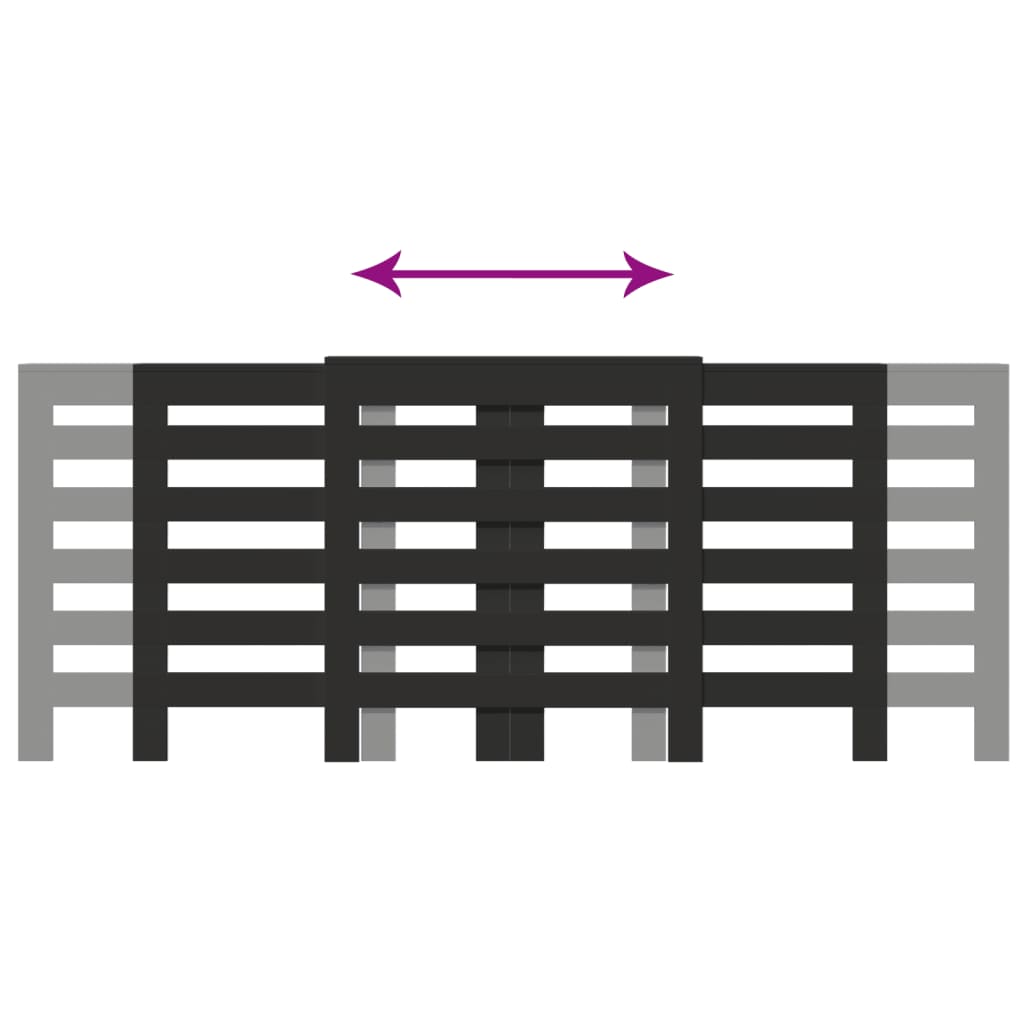 Pokrov za radiator črn 205x21,5x83,5 cm inženirski les