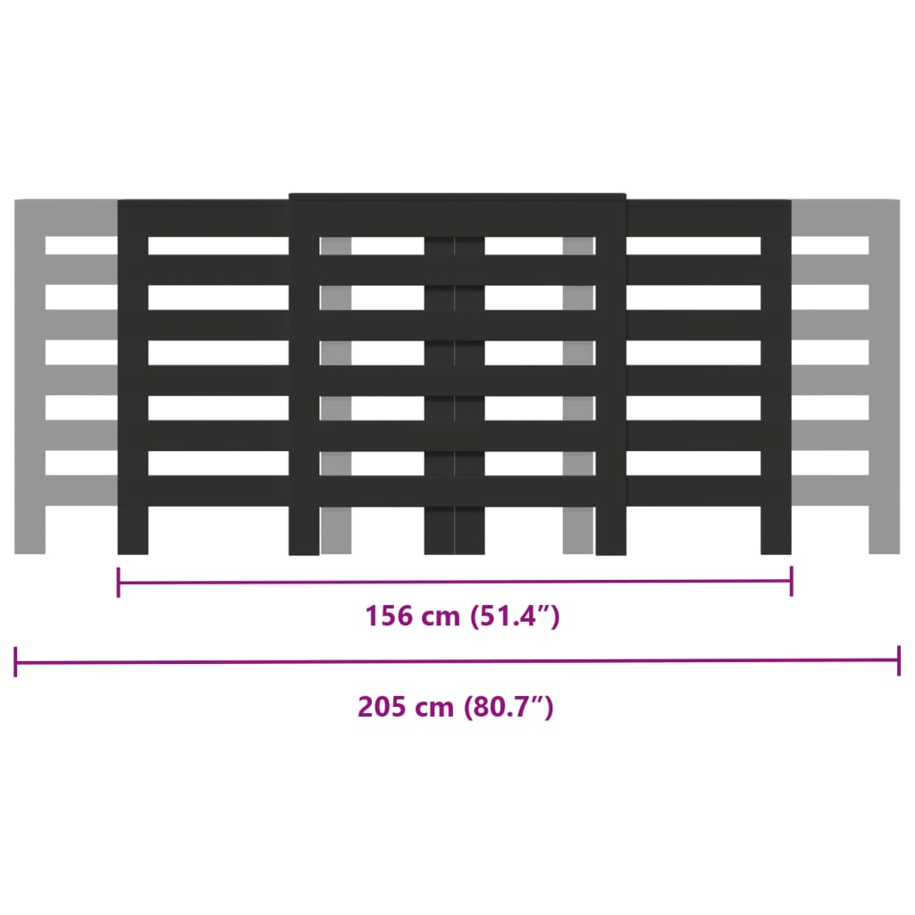 Pokrov za radiator črn 205x21,5x83,5 cm inženirski les