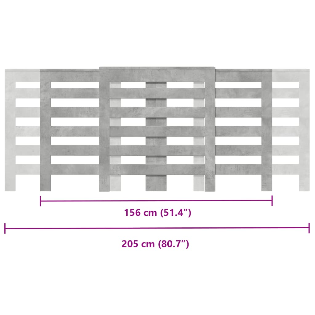 Pokrov za radiator betonsko siv 205x21,5x83,5 cm inženirski les