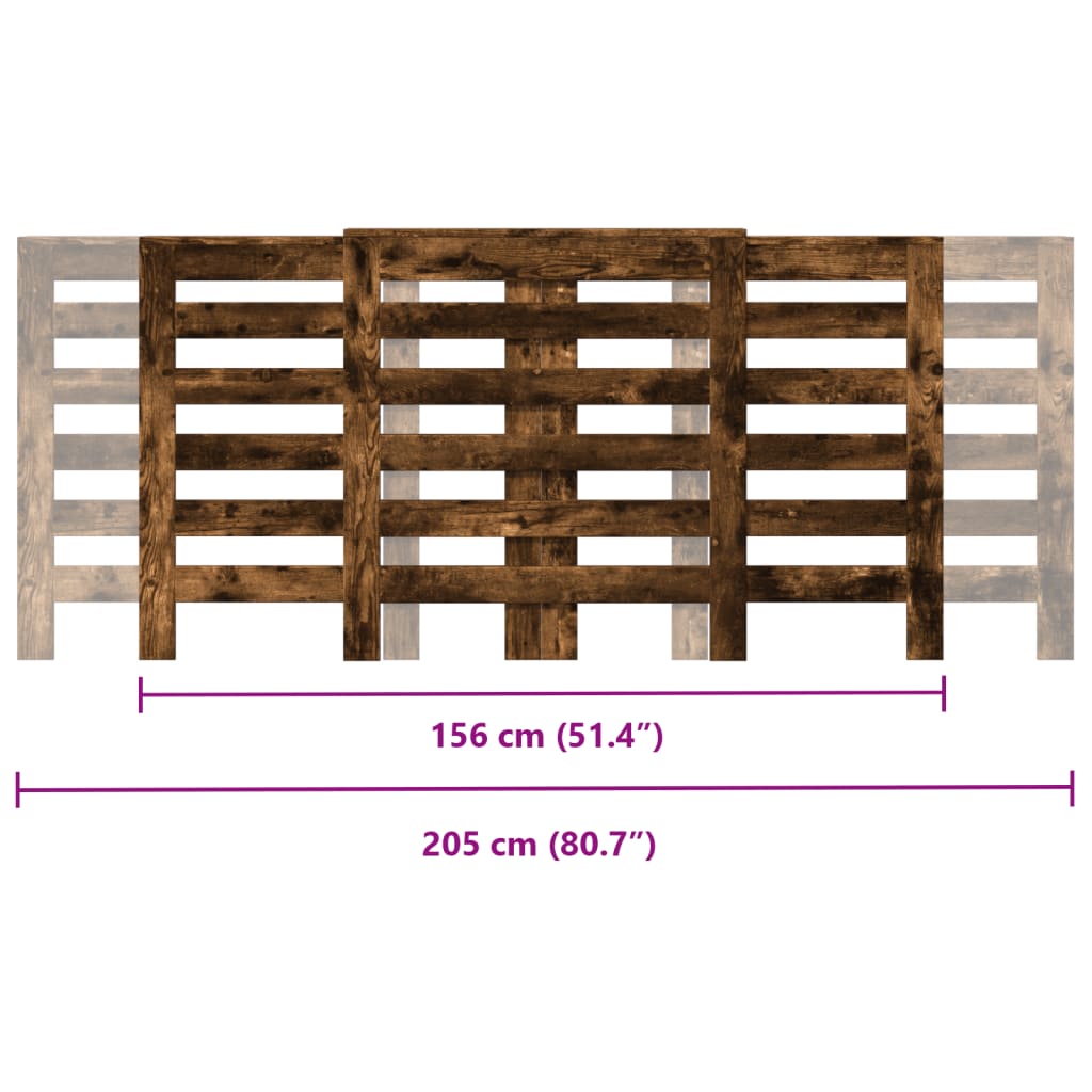 Pokrov za radiator dimljen hrast 205x21,5x83,5cm inženirski les