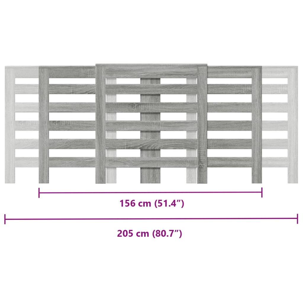 Pokrov za radiator siv sonoma 205x21,5x83,5cm inženirski les