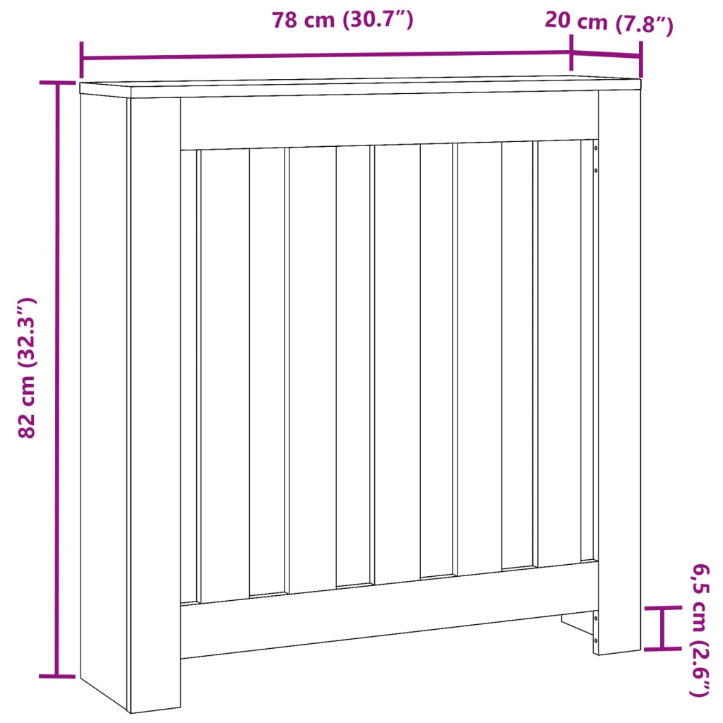 Pokrov za radiator bel 78x20x82 cm inženirski les