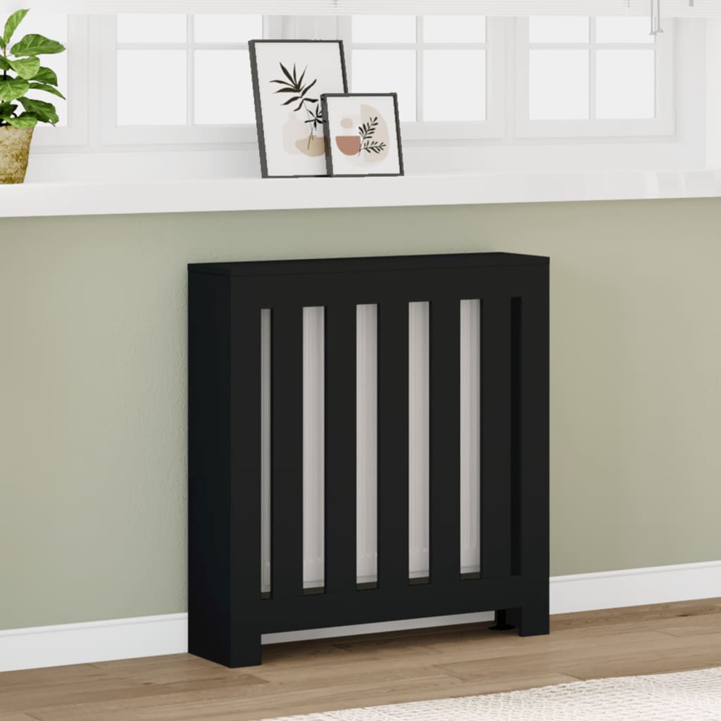 Pokrov za radiator črn 78x20x82 cm inženirski les