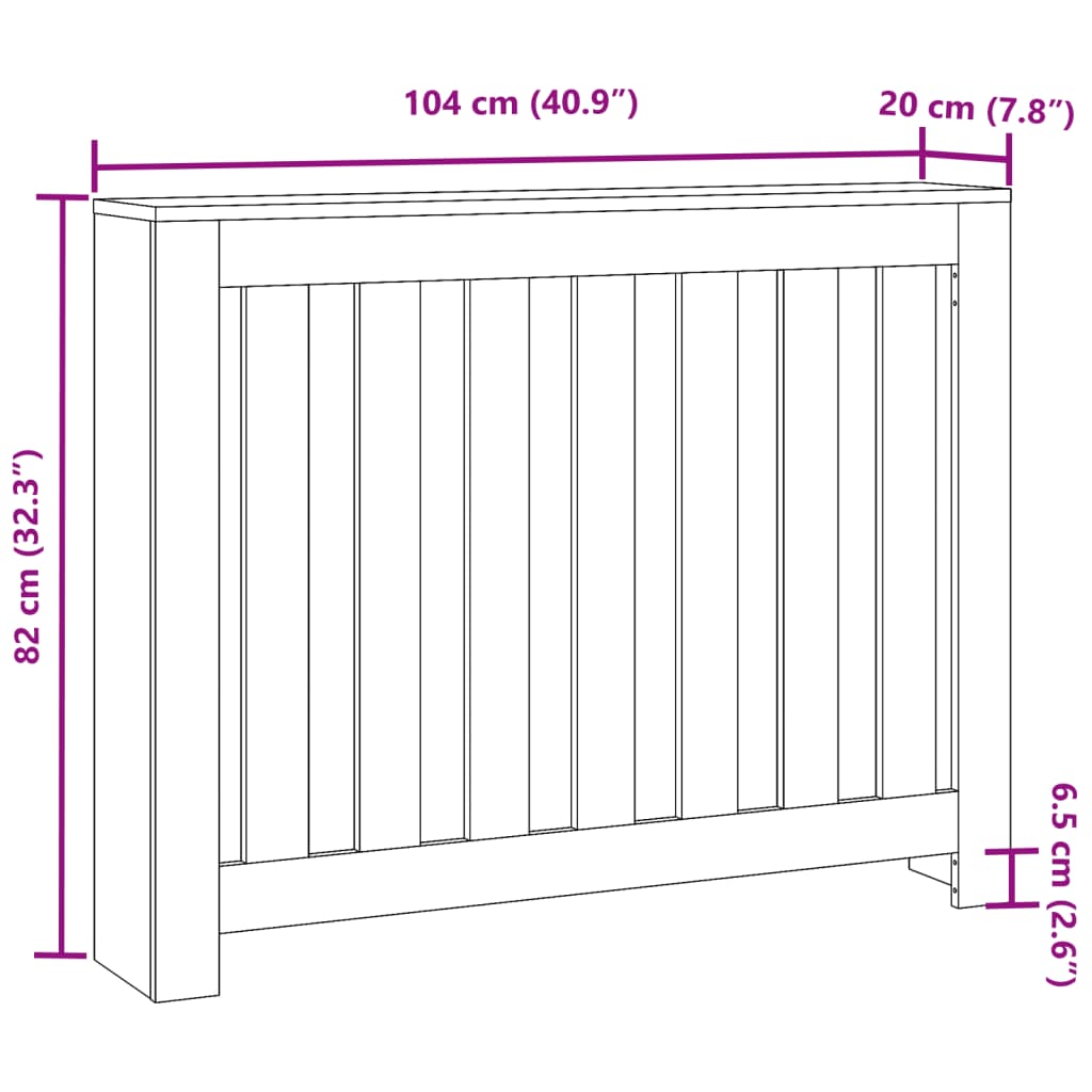 Pokrov za radiator sonoma hrast 104x20x82 cm inženirski les