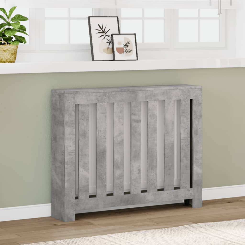 Pokrov za radiator betonsko siv 104x20x82 cm inženirski les