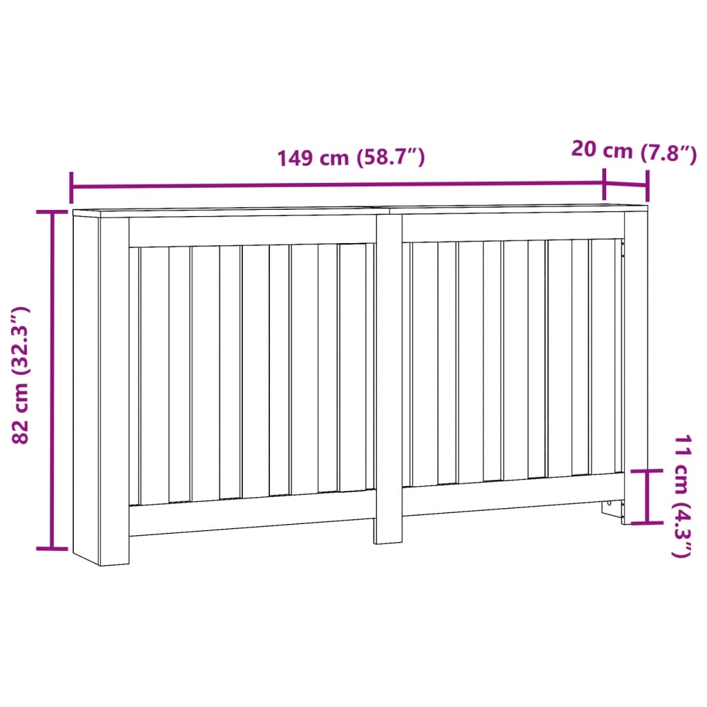 Pokrov za radiator črn 149x20x82 cm inženirski les