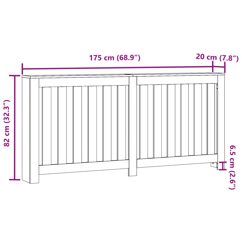 Pokrov za radiator betonsko siv 175x20x82 cm inženirski les