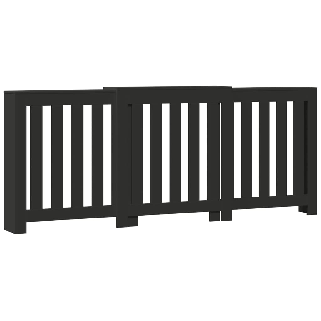 Pokrov za radiator črn 205x21,5x83,5 cm inženirski les