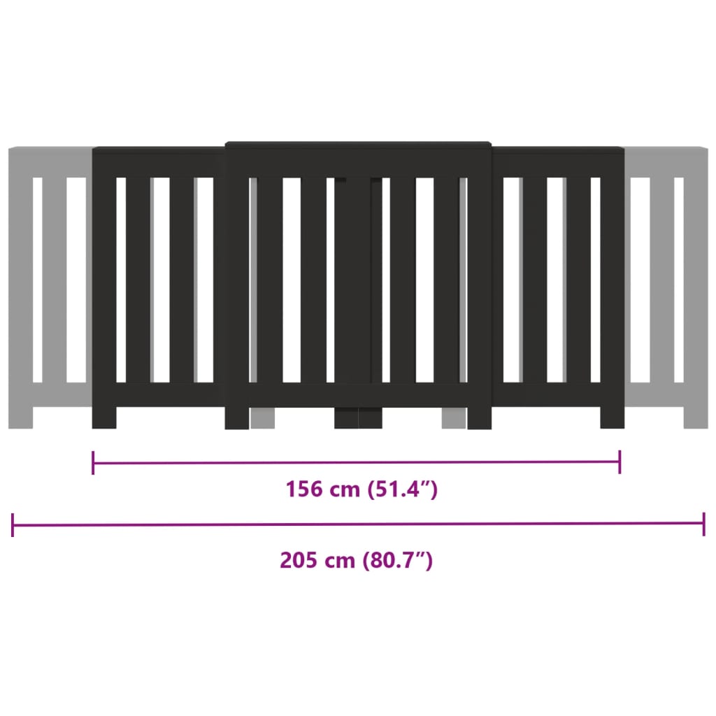 Pokrov za radiator črn 205x21,5x83,5 cm inženirski les