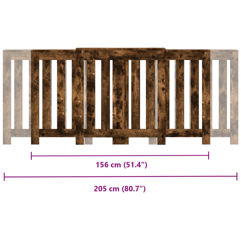 Pokrov za radiator dimljen hrast 205x21,5x83,5cm inženirski les