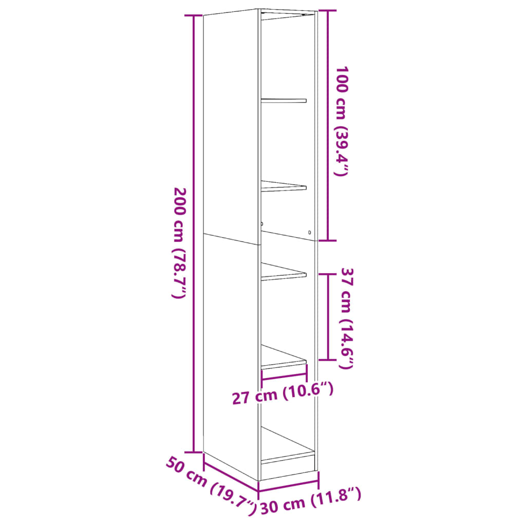 Garderobna omara starinski les 30x50x200 cm inženirski les