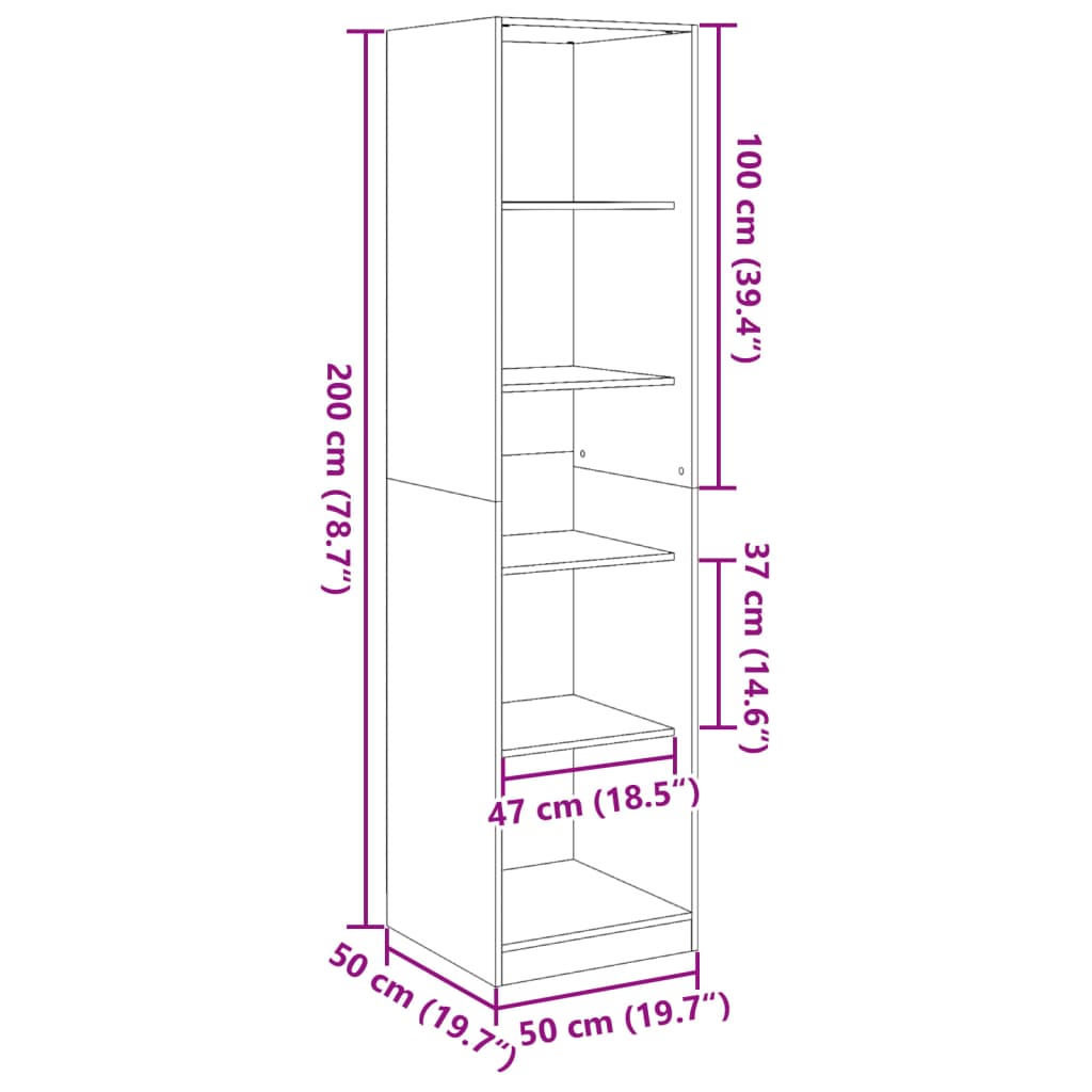 Garderobna omara bela 50x50x200 cm iverna plošča