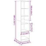 Garderobna omara črna 50x50x200 cm iverna plošča