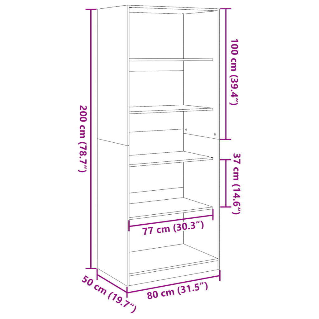 Garderobna omara sonoma hrast 80x50x200 cm inženirski les