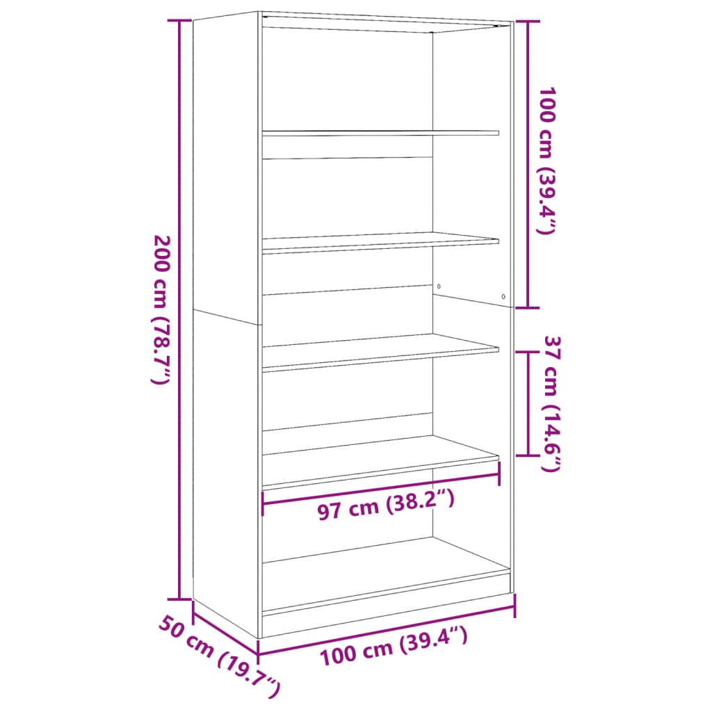 Garderobna omara starinski les 100x50x200 cm inženirski les