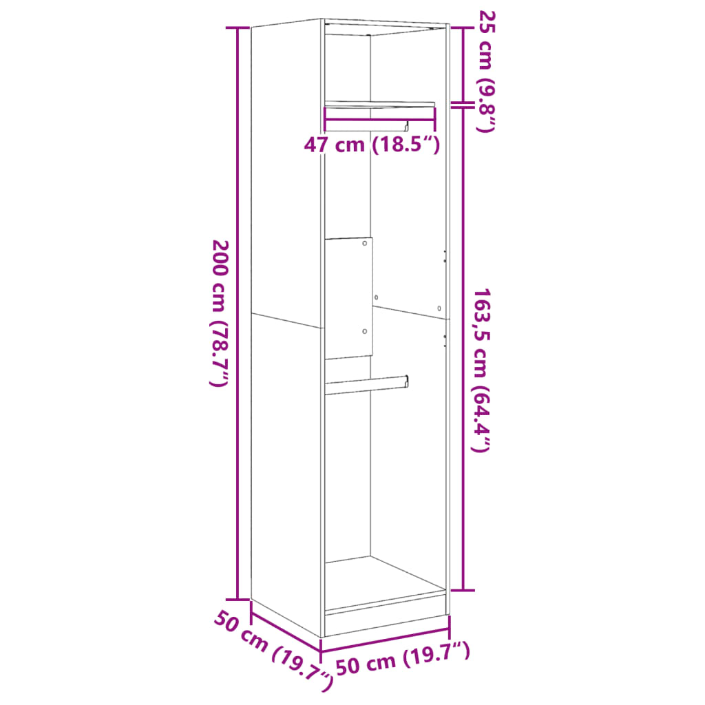 Garderobna omara bela 50x50x200 cm iverna plošča