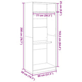 Garderobna omara črna 80x50x200 cm inženirski les