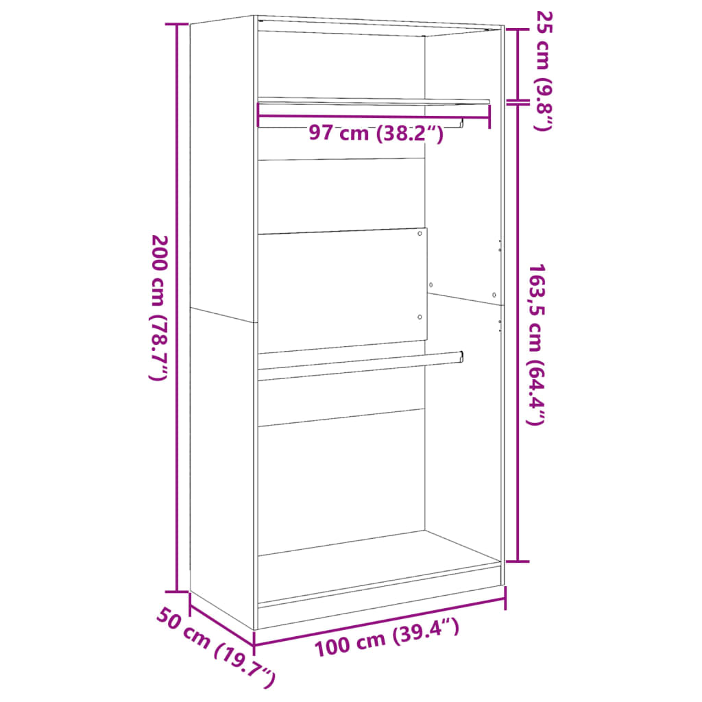 Garderobna omara bela 100x50x200 cm iverna plošča